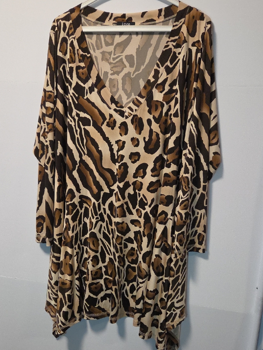 Lace The Label Animal Print Tunic Dress Asymmetrical Kaftan XL